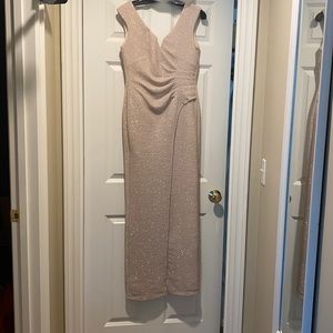 Nude with silver shimmer gown